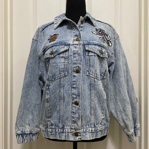 Divided by‎ H&M Tom and Jerry Warner Bros Jean Jacket Acid Wash Denim Cartoon XS